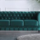 Sofá 3 plazas mod. Chester tela Velvet verde.