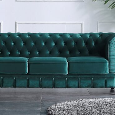Sofá 3 plazas mod. Chester tela Velvet verde.